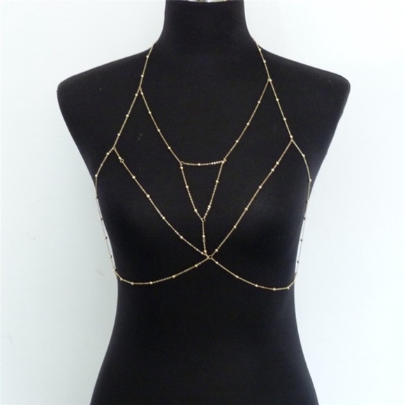 Accessories - Gold Bra Body Chain Harness